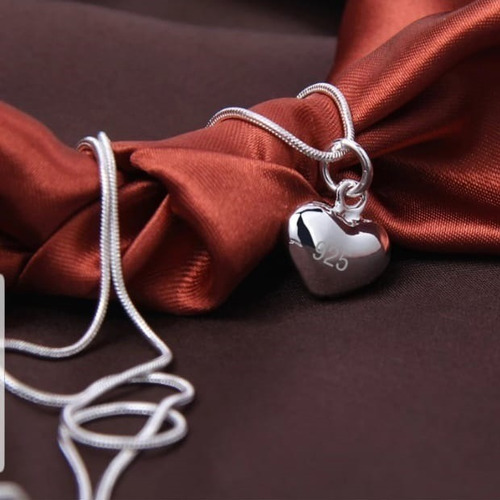 Collar Colgante Para Fotos Diseño De Corazón - Plata 925