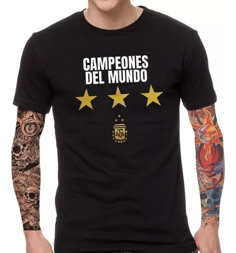 Remera De Argentina Campeón 3 Estrellas Mundial Unisex