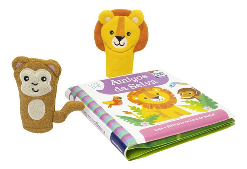 Kit Livro Amigos Da Selva Igloo Books 1ª Edição Com Material Impermeável, Dedoches De Pano E Box Coleção Melhores Amigos - Um Livro De Banho 2021 Português Editora Happy Books