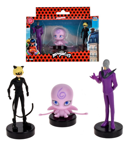 Pack 3 Figuras Timbre Miraculous - Nooroo