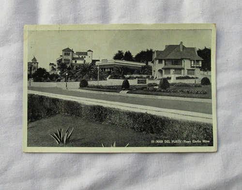 Antigua Tarjeta Postal Plaza Emilio Mitre Mar Del Plata 1941 (Usado)