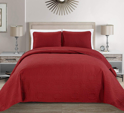 Mk Collection - Funda De Cama Relieve Sólido (rojo, Ki...