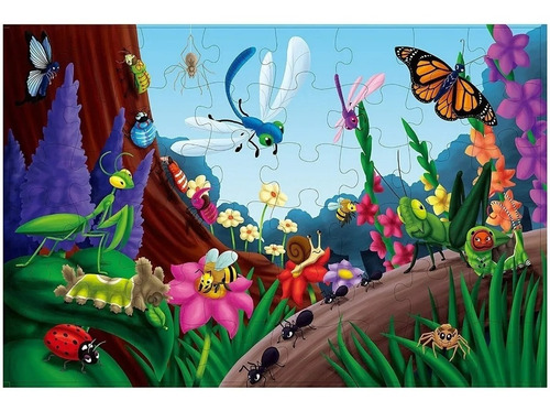 Imagen 4 de 6 de Rompecabezas 48 Pzas Grande Puzzle Insectos Bichos Bosque Ed