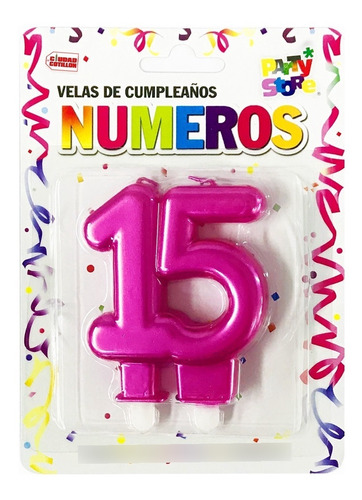 Vela Aniversario Nº15 Fucsia - Cotillón Waf