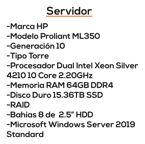 Imagen 4 de 7 de Servidor Hp Proliant Ml350 Gen10 Xeon 4210 64gb 15tb Bagc