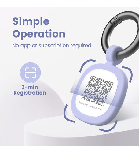 Etiqueta Identificación Mascotas Pawaii Código Qr Silicona Púrpura Nombre Del Diseño