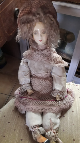 Muñeca Francesa Antigua Porcelana Y Tela