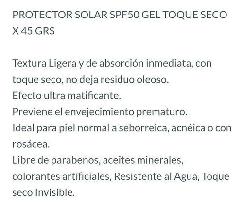 Idraet Protector Solar Toque Seco Spf 50 Gel Facial Uva