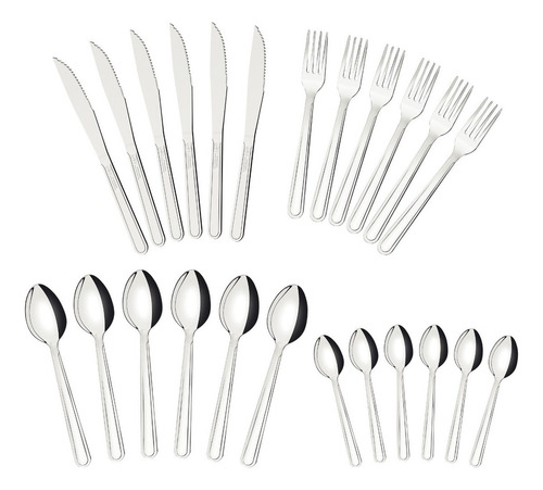 Juego De Cubiertos Acero Inoxidable 24 Pzs Color Gris
