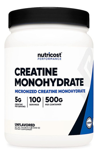 Nutricost Creatine Monohydrate Micronized Powder 500g, 5000m