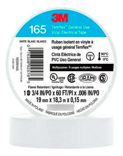 Cinta Aisladora 3m Temflex 1550 X 18 Mts X 10 Unidades