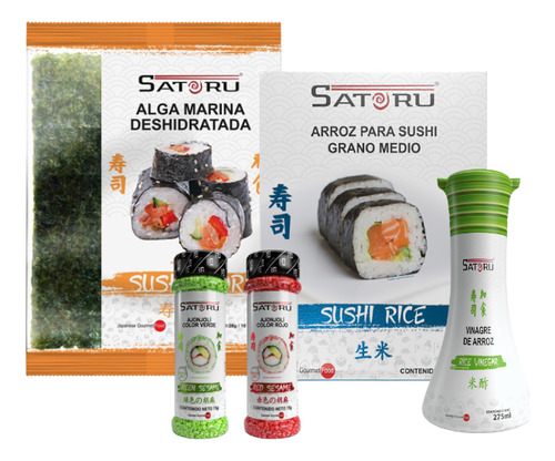 Paquete Para Sushi Tricolor - Arroz, Alga Y Ajonjolí