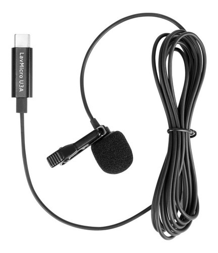 Lavmicro U3a Microfono Saramonic Lavalier C Y Adaptador Usb Color Negro