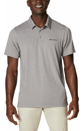 Polo Columbia Hombre Cascade Manga Corta Gris Claro