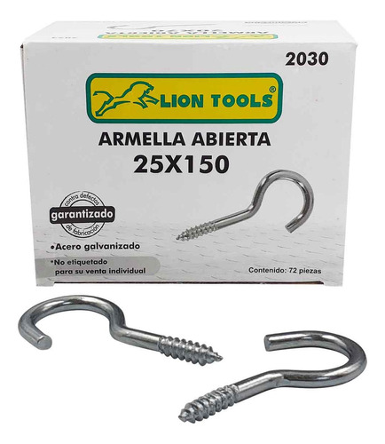 Armella Abierta Galvanizada 25x150 Caja Con 72 Pz Lion Tools