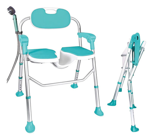 Silla De Ducha Plegable Con Respaldo Y Brazos 350 Lb