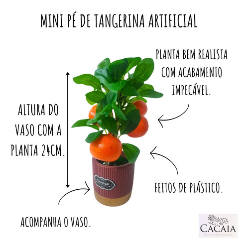Mini Árvore Com Fruta Tangerina Artificial Planta Decoração