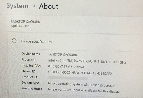 Cpu Dell Optiplex 5050 Intel Core I5-7500 Sku 1384