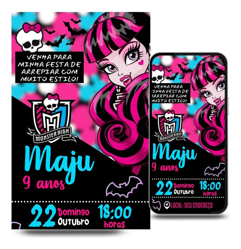 Convite Digital Virtual Monster High 1