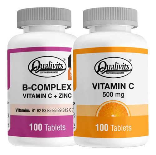 B Complex, Zinc + Vitamina C 500 Mg 100 Tabletas Qualivits