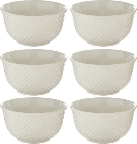 Jogo Tigela Bowl Porcelana New Bone Dots Branco 380ml 6pç