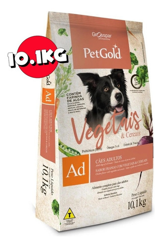 Ração Natural Petgold Premium Vegetais Cães Adultos 10,1kg