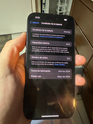 Apple Iphone 15 Pro (256 Gb) Esim 92% Batería Negro (Usado)