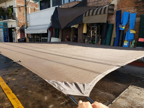 Malla Sombra 4.80x5.80 90% Cafe Claro Raschel Reforzada