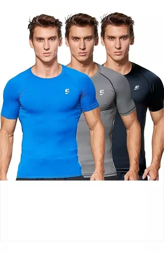 Polo Deportivo de Compresión Hombres Camiseta Licrada Talla S