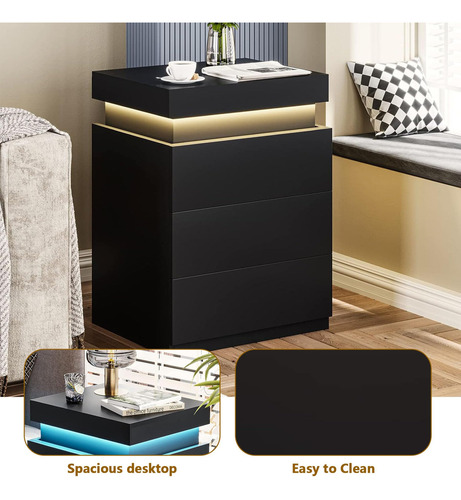 Nightstand With Led Lights And Drawers Night Stand With Top