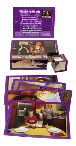 Cubo Puzzle Stages Learning Healthy Habits, Color Morado, 12