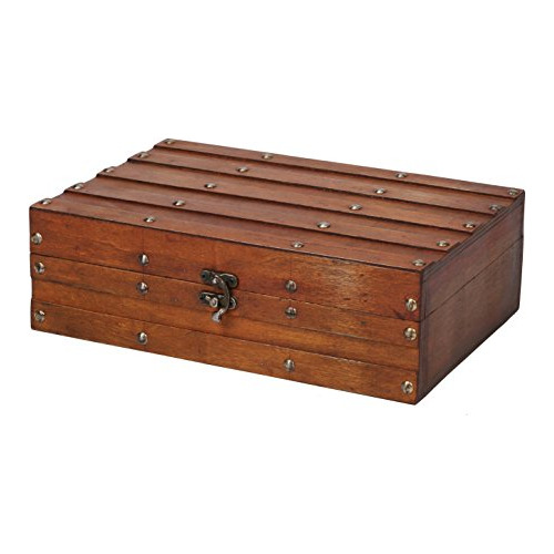 Slpr - Caja Decorativa De Madera Pequena (madera Roja), Colo