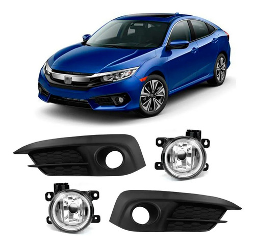 Farol Auxiliar New Civic 2017 A 2019 Preta Milha Com Botão