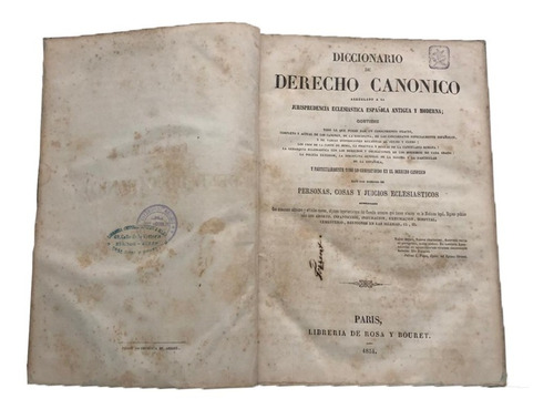 Diccionario De Derecho Canónico De 1854
