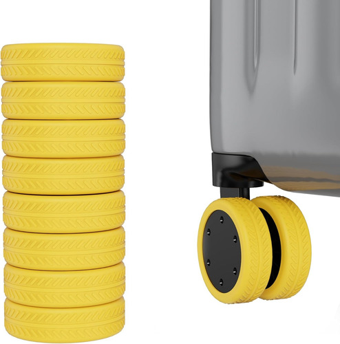 Fundas Para Ruedas De Equipaje 8u  Silicona Amarillo