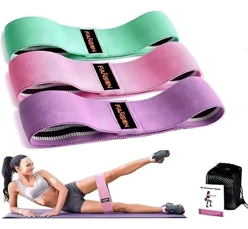 Kit 3 Bandas Ligas Para Hacer Ejercicio Resistencia Piernas Color Colores