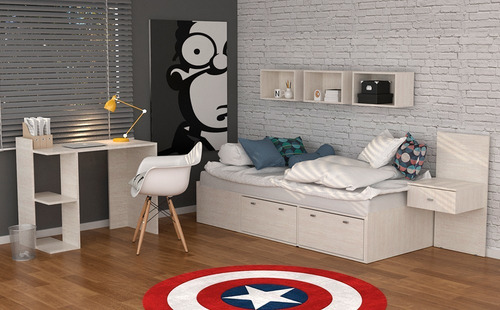 Imagen 4 de 4 de Cama 1 Plaza Con 2 Cajones Plataforma Benethon Mosconi