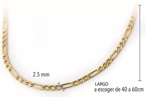 Cadena De Oro Hombre 10k Tejido Figaro Diamantada 60cm