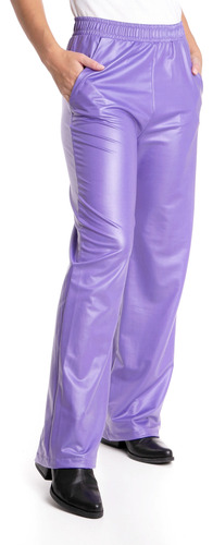Pantalón Engomado Con Elástico En La Cintura Y Bolsillos