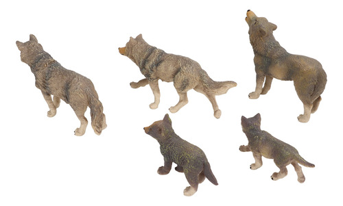 Figuras De Animales Y Lobos, 5 Unidades, Juguetes Realistas