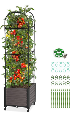 Jardinera Elevada Con Ruedas, Jaula De Tomate Con Enrejado P