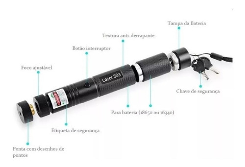 Caneta Laser Pointer Ultra Forte Verde Alcance 50km - Ax