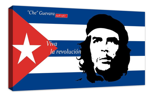 Cuadro Canvas Decorativos,  Che Guevara Y Bandera