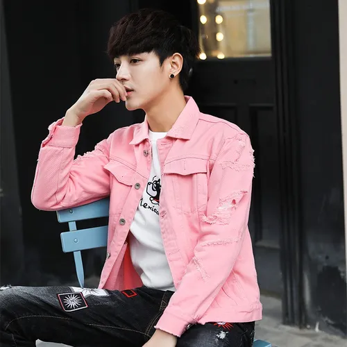 Chamarra mezclilla rosa hombre new arrivals