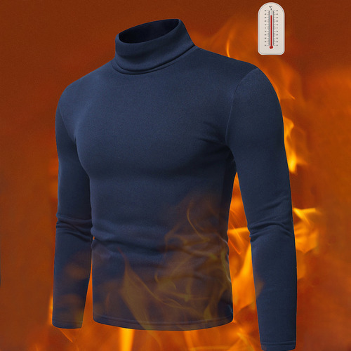 Camisa Hombre Playera Manga Larga Cuello Alto Con Base Sól