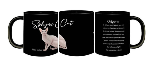 Caneca Porcelana Gato Egípcio Sphynx Cat Premium 325ml