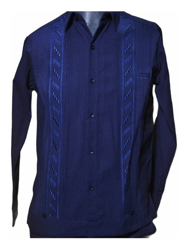 Guayabera Lino 100% Yucateca Presidencial Azul