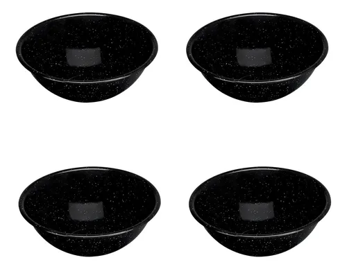 Kit 4 Bowls 500ml De Acero Vitrificado Negro Cinsa