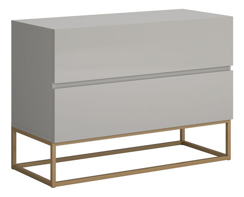 Mesa De Cabeceira Alta Eros 60cm Com 2 Gavetas Pé Dourado