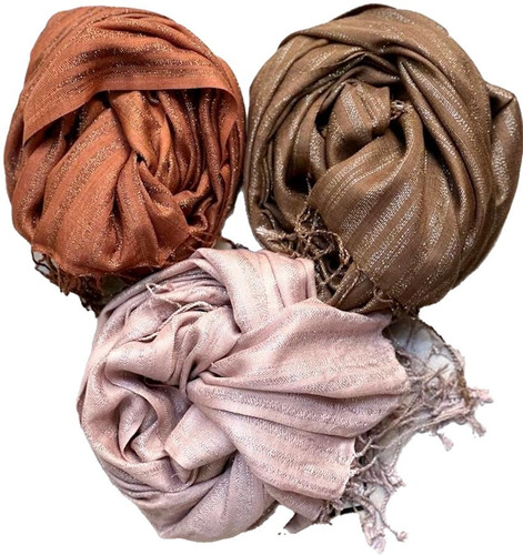 Pashmina Chalina Mujer Lurex Flecos Mayorista Set X3u #2757